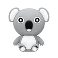 Cartoon silicone USB drive shaped like a koala, in brown colour, USB 2.0 flash drive with indicator light