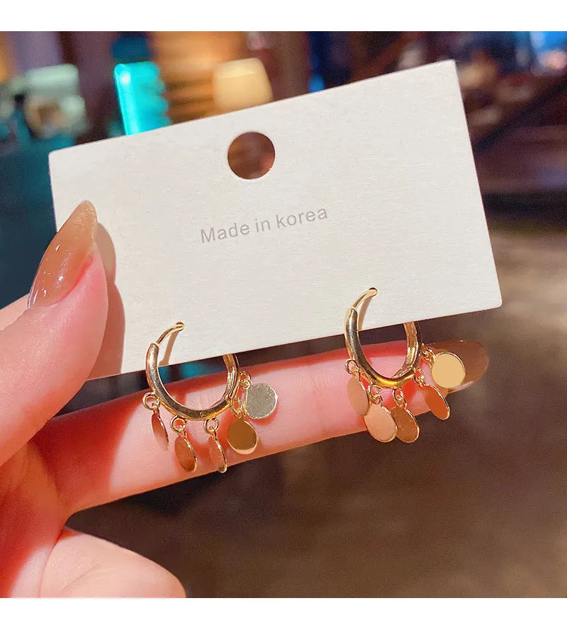 Mini wafer earrings geometric round shape 925 silver needle copper plating electroplating finish 2.5cm