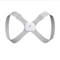 Invisible smart posture corrector with grey nylon belt and vibration alert for posture training