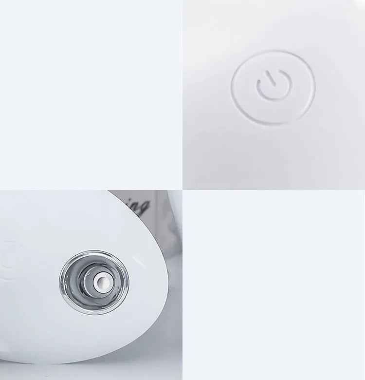 White round USB aromatherapy humidifier with 800ml tank and quiet 36dB operation.