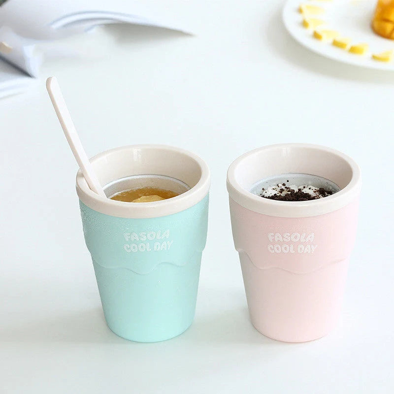 Slushy Mug Magic Slush Ice Maker in pink, blue, and set options for quick DIY frozen treats