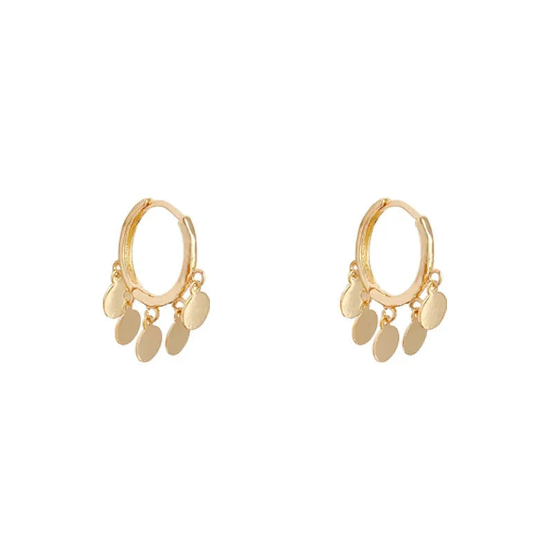 Mini wafer earrings geometric round shape 925 silver needle copper plating electroplating finish 2.5cm