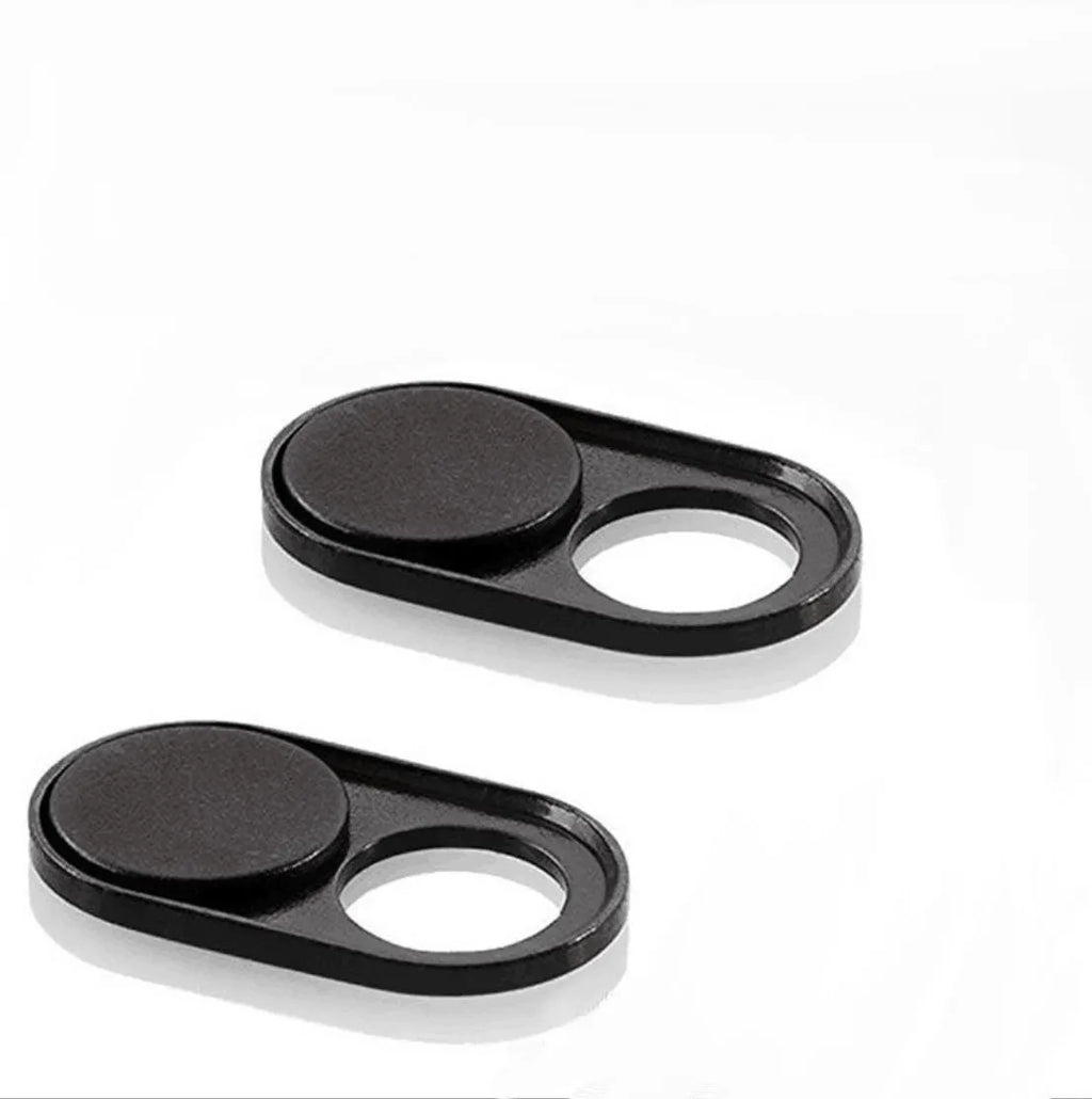 Camera privacy cover with slide shutter in black plastic oval shape for laptop webcam
