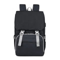 New style double shoulder mommy bag multifunctional USB large capacity nylon backpack in black with car suture detailing