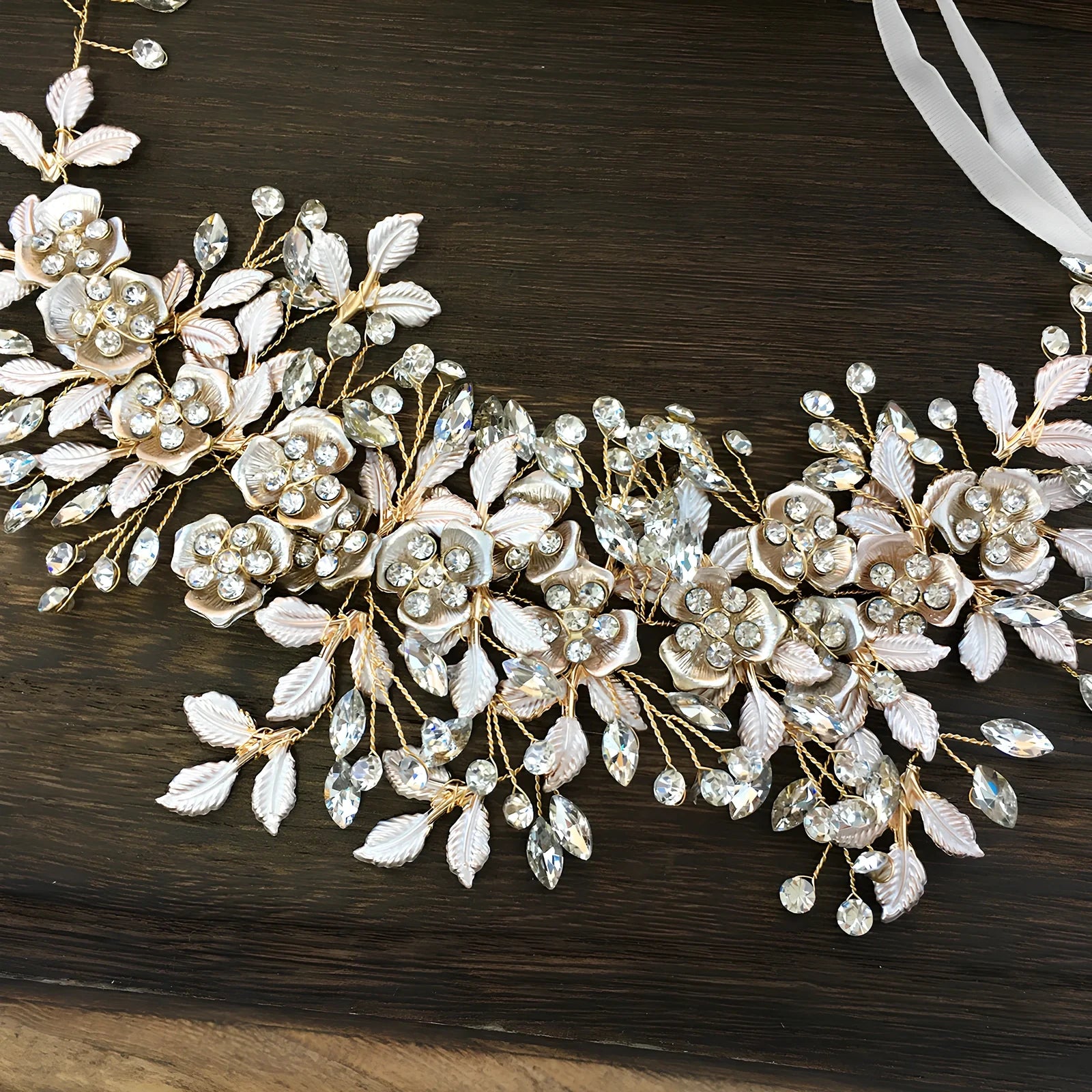 Silver and KC gold alloy wedding headband, 3cm wide adjustable fit for 55-60cm heads, lightweight 18g hair accessory