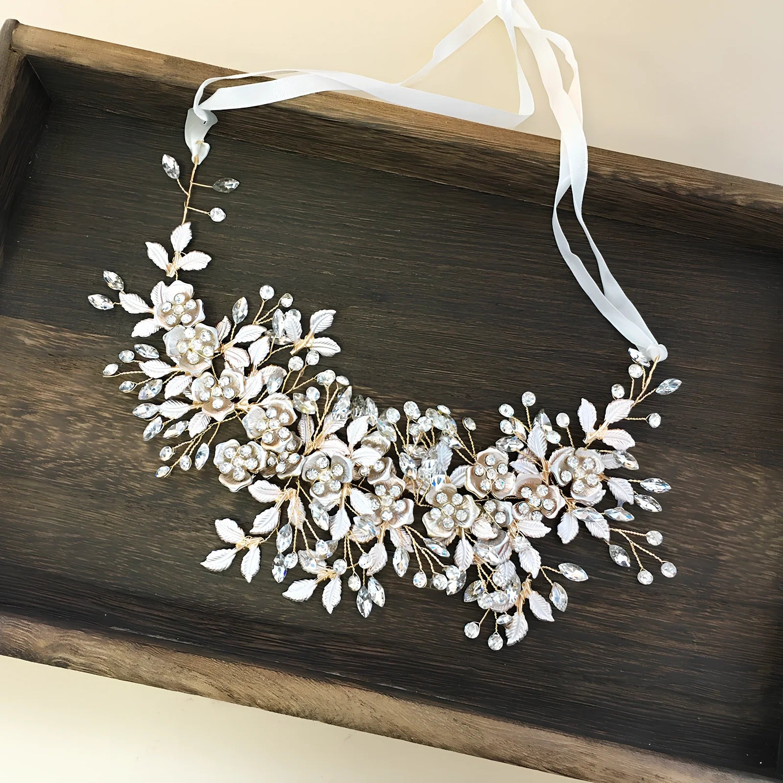 Silver and KC gold alloy wedding headband, 3cm wide adjustable fit for 55-60cm heads, lightweight 18g hair accessory