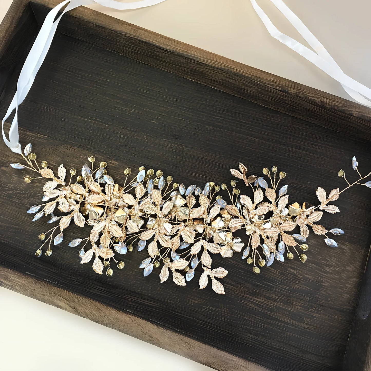 Silver and KC gold alloy wedding headband, 3cm wide adjustable fit for 55-60cm heads, lightweight 18g hair accessory