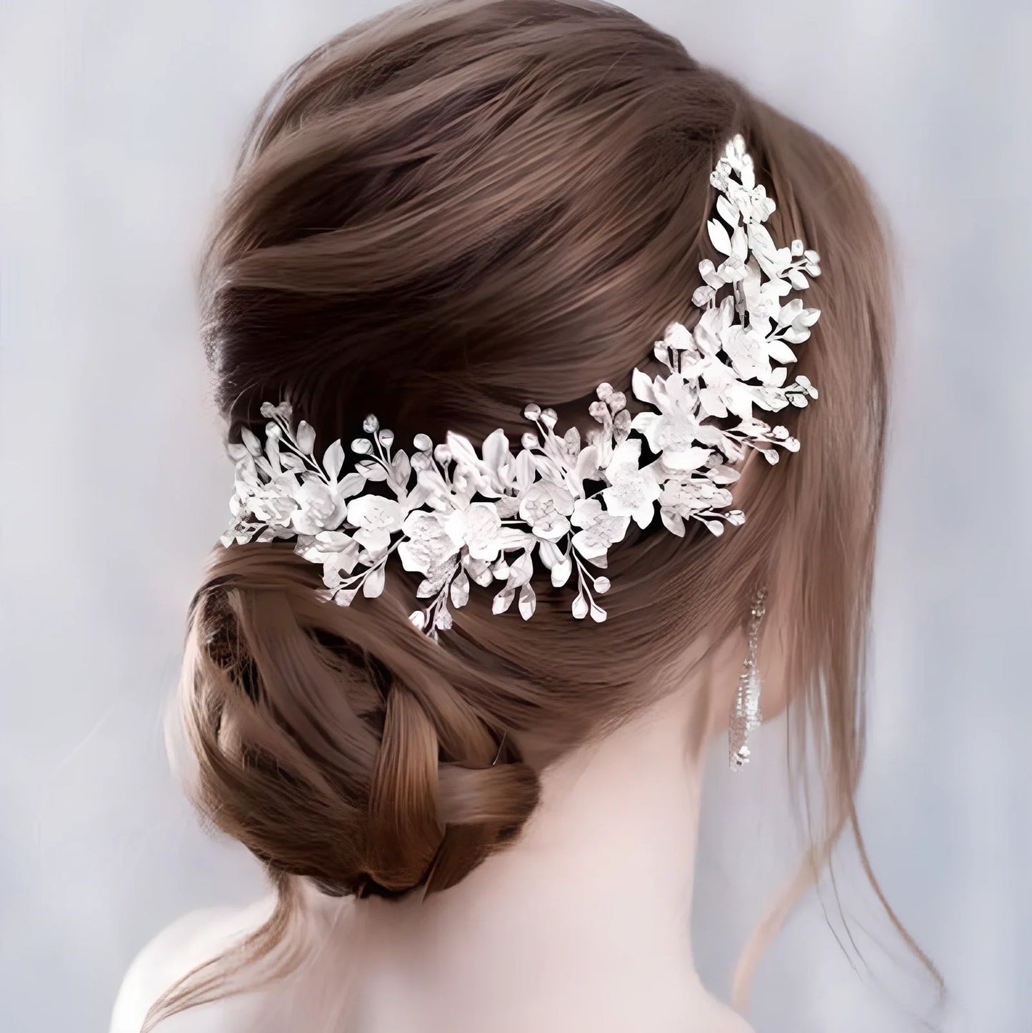 Silver and KC gold alloy wedding headband, 3cm wide adjustable fit for 55-60cm heads, lightweight 18g hair accessory