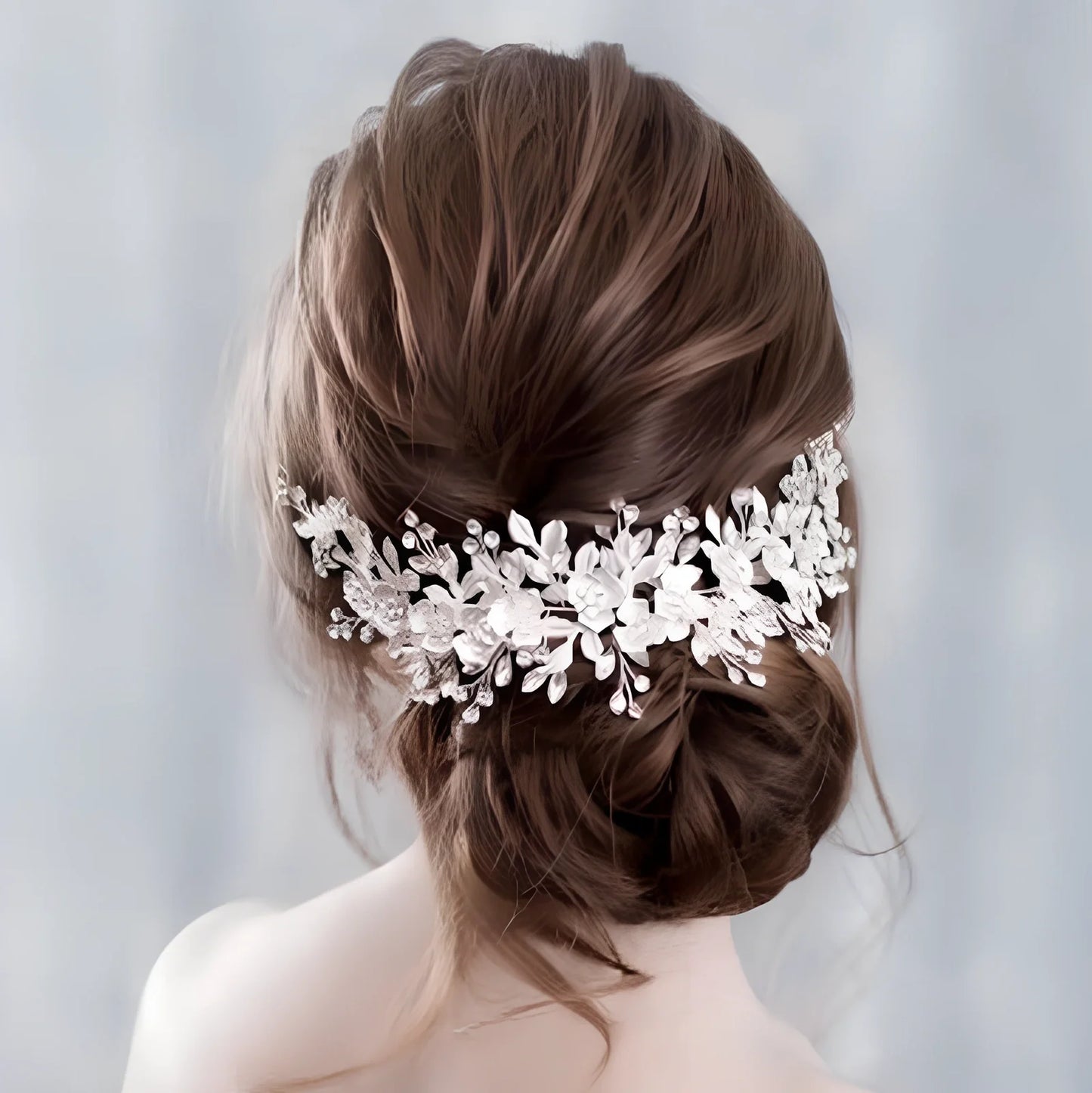 Silver and KC gold alloy wedding headband, 3cm wide adjustable fit for 55-60cm heads, lightweight 18g hair accessory