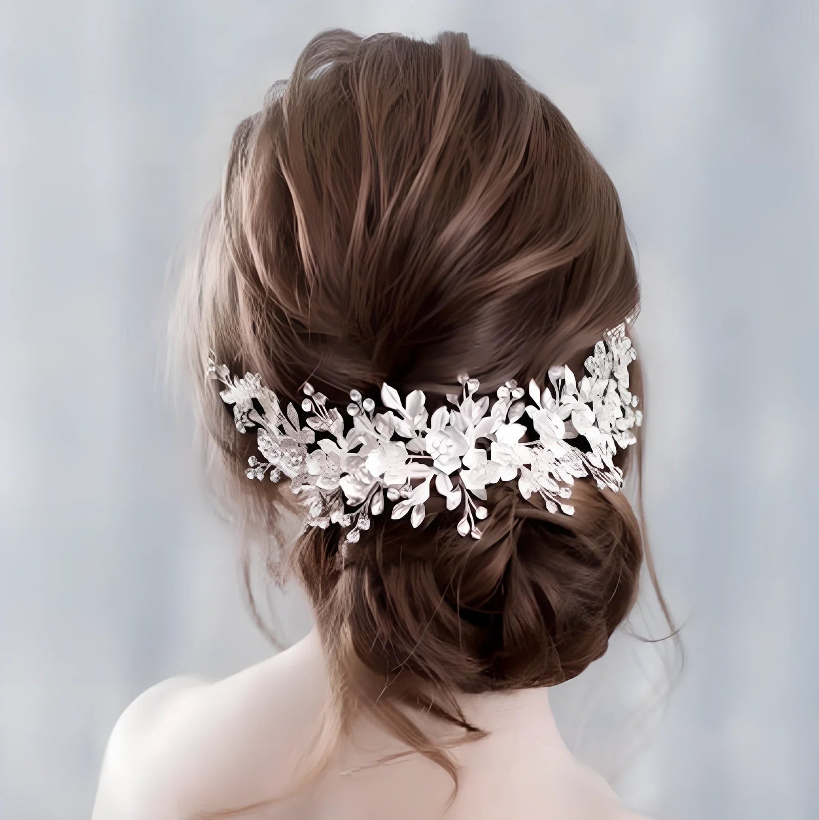 Silver and KC gold alloy wedding headband, 3cm wide adjustable fit for 55-60cm heads, lightweight 18g hair accessory