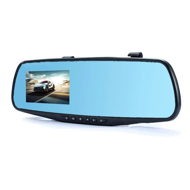 3.5 inch rearview mirror car driving recorder with 1080P HD video recording, dual camera simultaneous recording, and built-in G-sensor for automatic incident detection