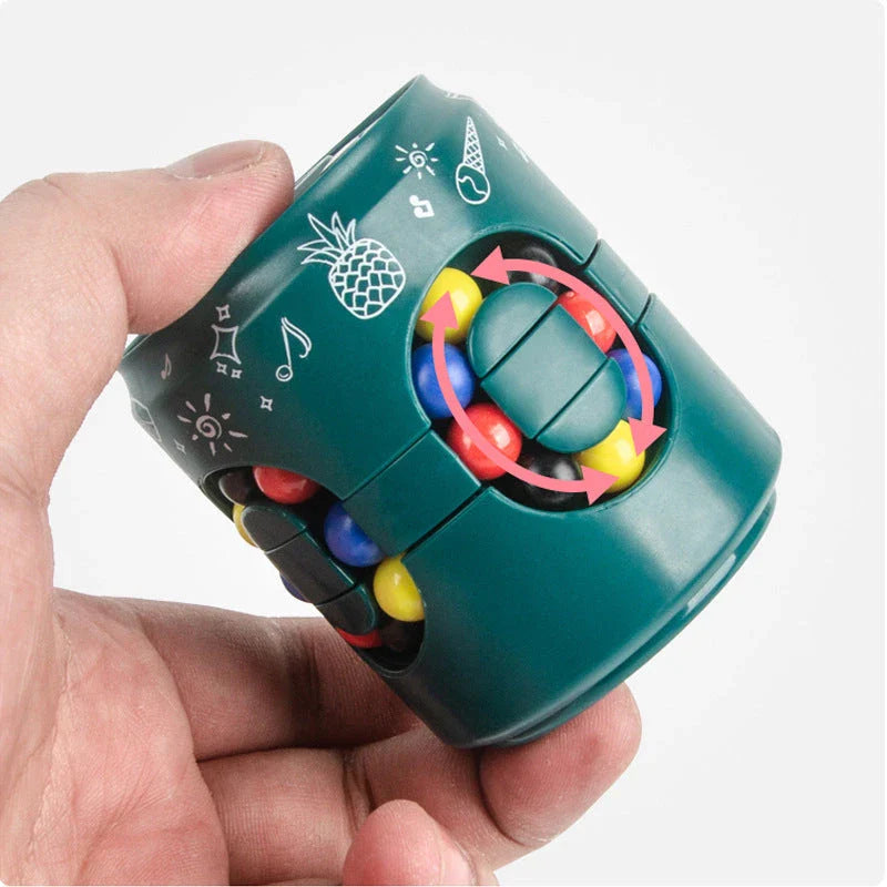 Can Cube Top Magic Colorful Beans Finger Spinning Toy in various colours for stress relief and finger exercise