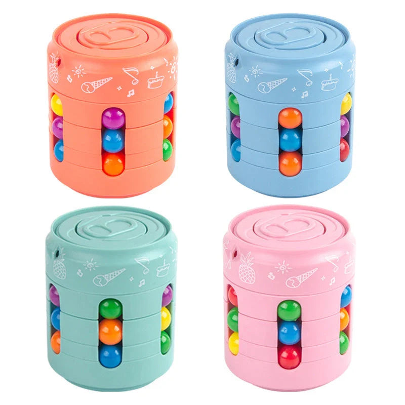 Can Cube Top Magic Colorful Beans Finger Spinning Toy in various colours for stress relief and finger exercise