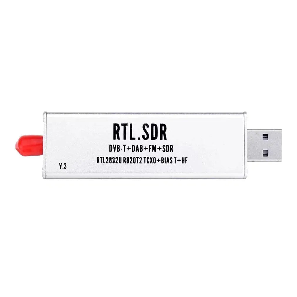 Black metal A300U software defined radio receiver with gold SMA connector for aviation and full-band monitoring