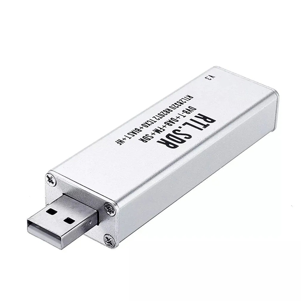 Black metal A300U software defined radio receiver with gold SMA connector for aviation and full-band monitoring