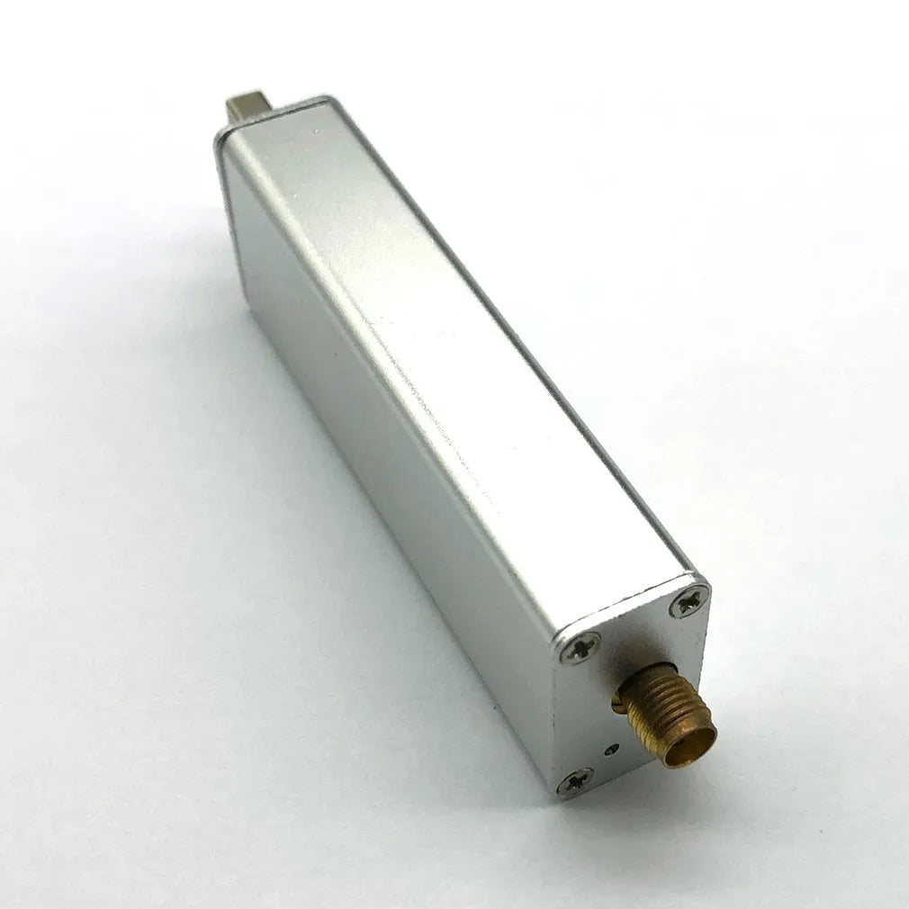 Black metal A300U software defined radio receiver with gold SMA connector for aviation and full-band monitoring