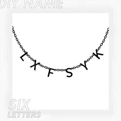 Custom 316L titanium steel initial necklace with 40+5cm chain, engraved 2-7 letters in gold, rose gold, or steel