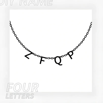 Custom 316L titanium steel initial necklace with 40+5cm chain, engraved 2-7 letters in gold, rose gold, or steel