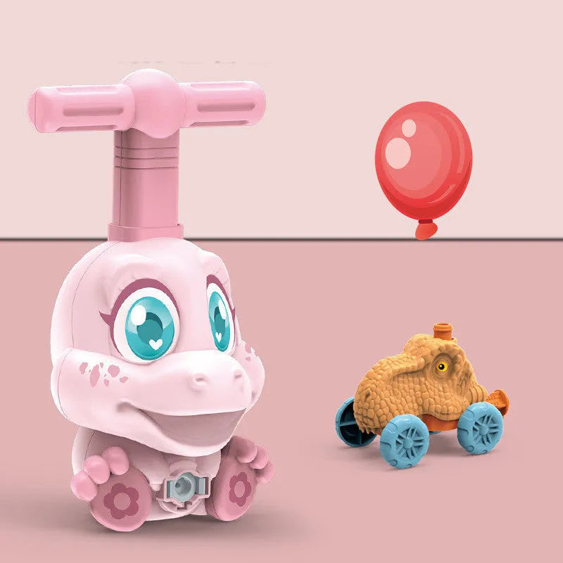 Children inertial power ball car toy in blue with balloons and launch pad