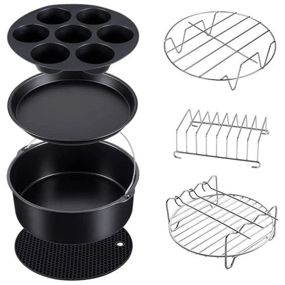 7-piece silicone grill set for Ninja cuisine air fryers, includes cake pan, pizza pan, and more