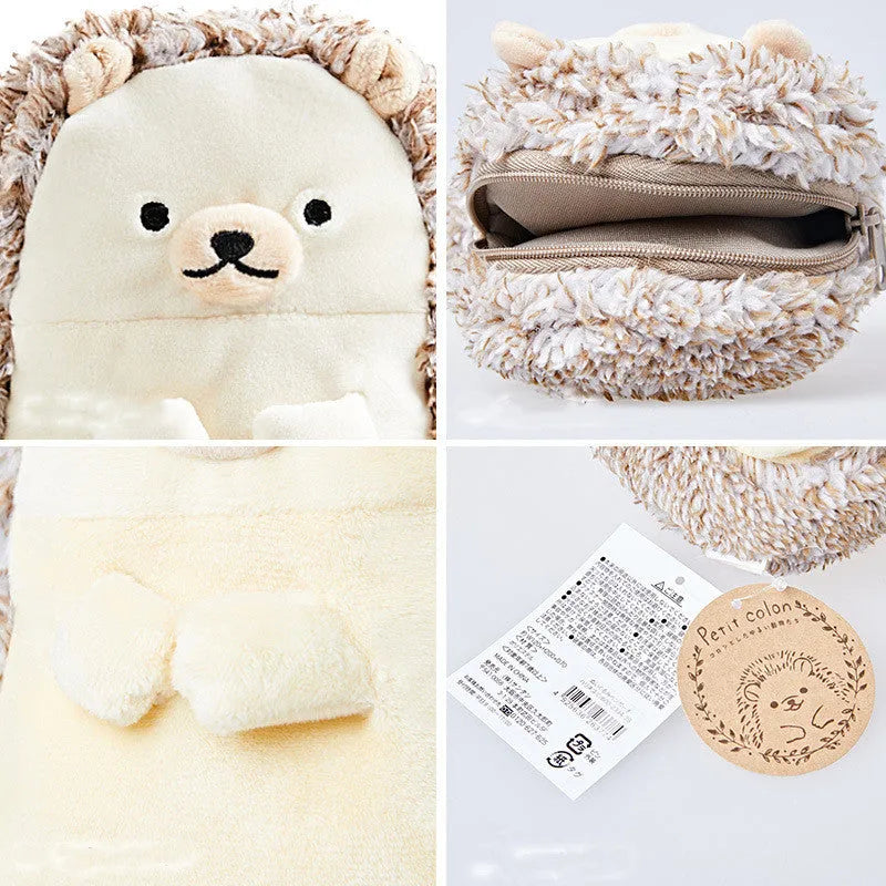 Soft velvet plush pencil case open showing empty interior for pens and pencils