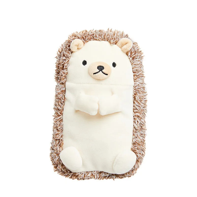 Soft velvet plush pencil case open showing empty interior for pens and pencils