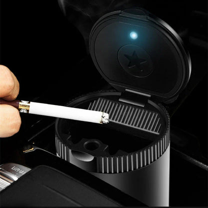 Metal car ashtray with cover in black, red, silver, gold, and grey options