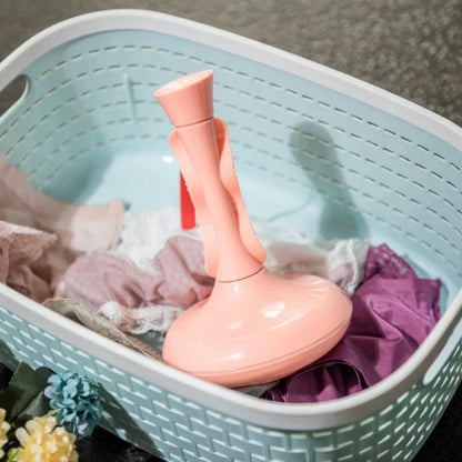 Mini portable ultrasonic washing machine in pink, white, and green options