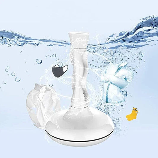 Compact and portable ultrasonic washing machine with bionic hand-rubbing action, 360-degree vortex rod, and quiet operation for convenient, deep cleaning on the go