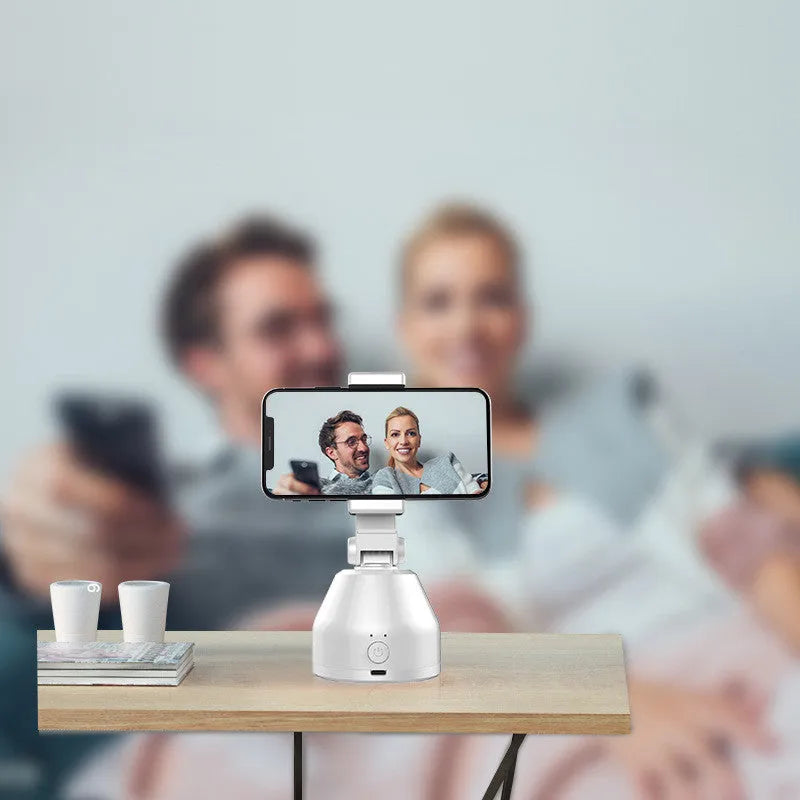 360-degree object tracking bracket for smartphone live broadcast with face recognition PTZ in white