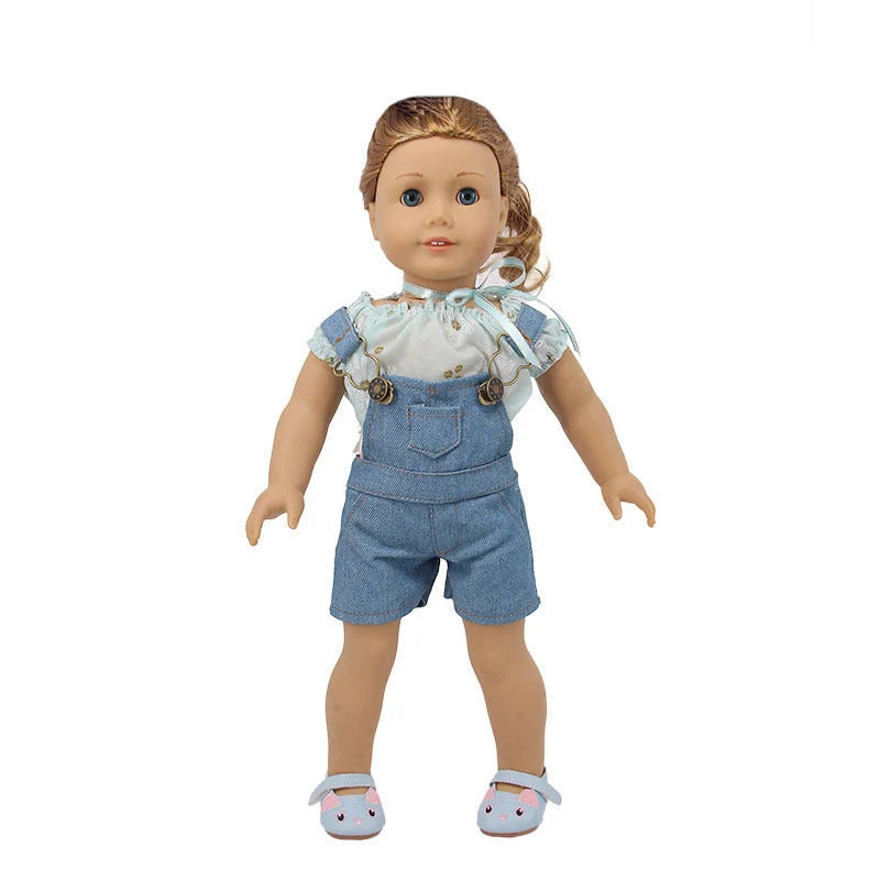 18-inch American doll clothes in pink and green, made from durable cloth