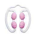 Purple and pink silicone annular leg massage roller for calf and thigh muscles