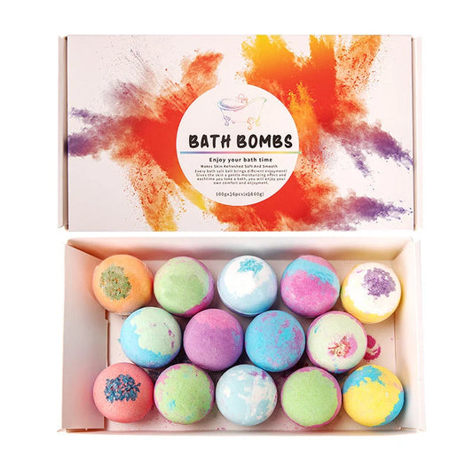 14-piece explosive salt ball bath bomb gift box with varied fragrances for relaxing baths
