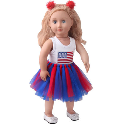 18-inch American Girl Doll clothes set with printed short sleeve and handmade veil skirt