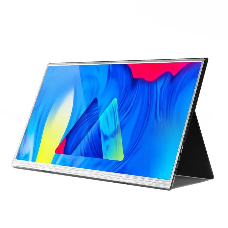 15-inch portable monitor with slim design on a desk next to a laptop