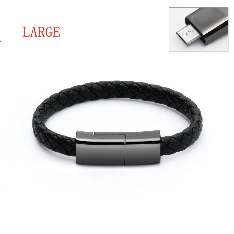 Creative Bracelet Data Cable for Apple, Android, and Type-C devices, wearable and tangle-free