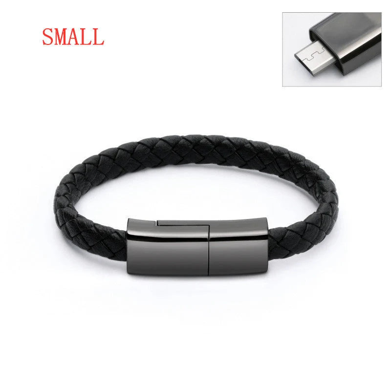 Creative Bracelet Data Cable for Apple, Android, and Type-C devices, wearable and tangle-free