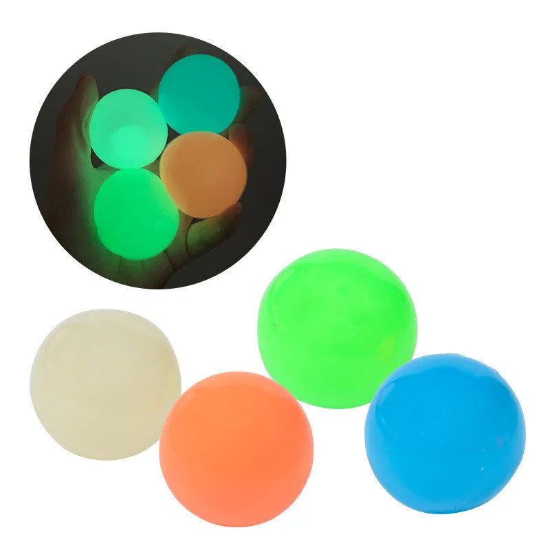 4.5cm luminous ceiling ball in neon green, sticky TPR material for indoor wall play