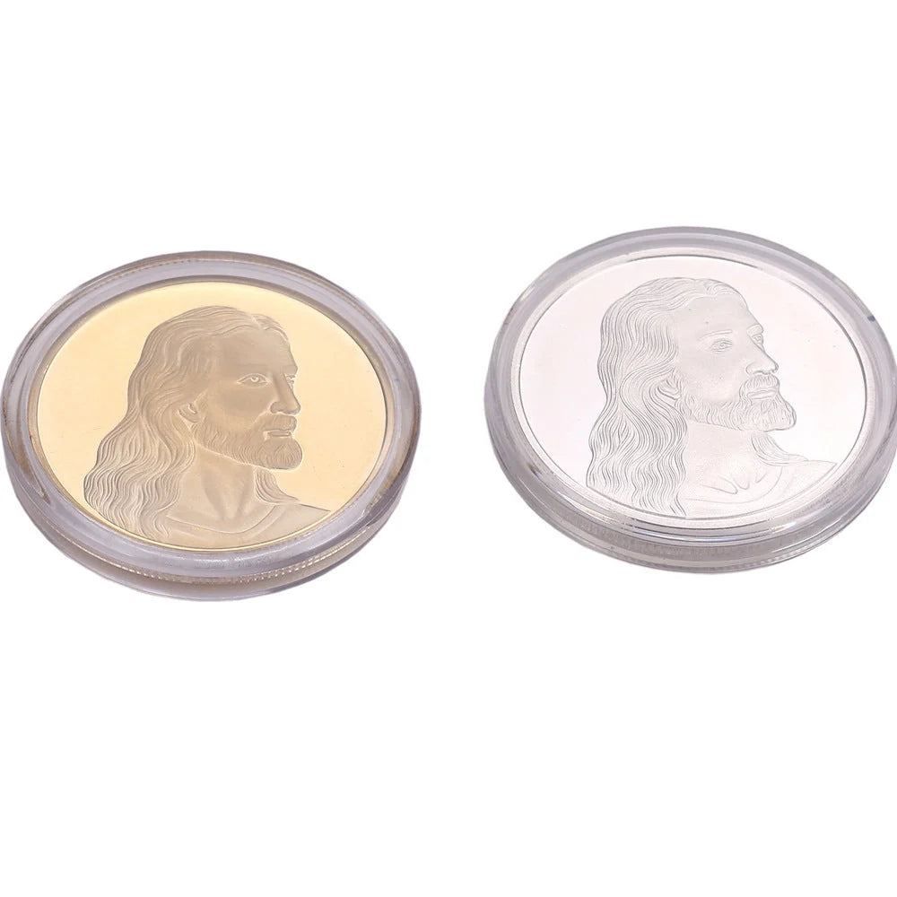 Jesus Commemorative Coin in gold and silver, 40mm diameter, 3mm thickness