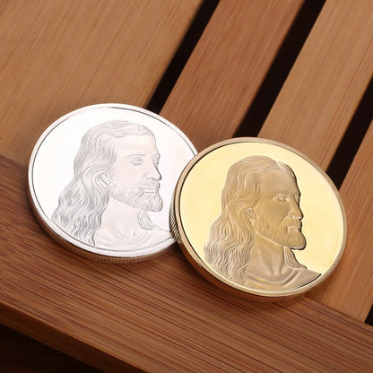 Jesus Commemorative Coin in gold and silver, 40mm diameter, 3mm thickness