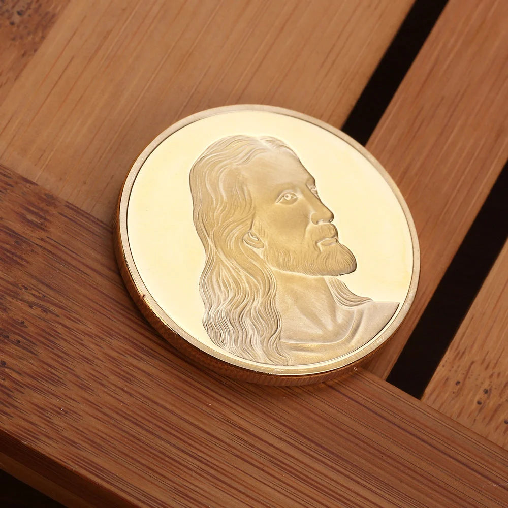 Jesus Commemorative Coin in gold and silver, 40mm diameter, 3mm thickness