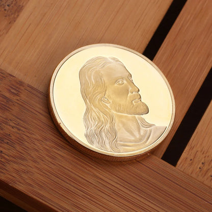 Jesus Commemorative Coin in gold and silver, 40mm diameter, 3mm thickness