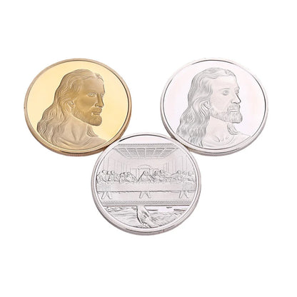 Jesus Commemorative Coin in gold and silver, 40mm diameter, 3mm thickness