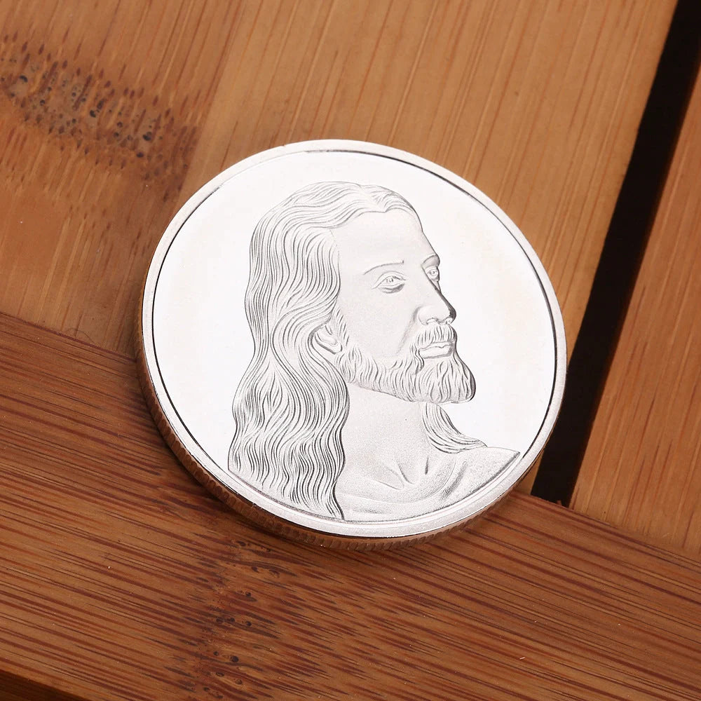 Jesus Commemorative Coin in gold and silver, 40mm diameter, 3mm thickness