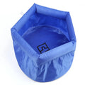 Camping concave-convex folding washbasin bucket 30cm plastic ultra-light blue green open and folded views