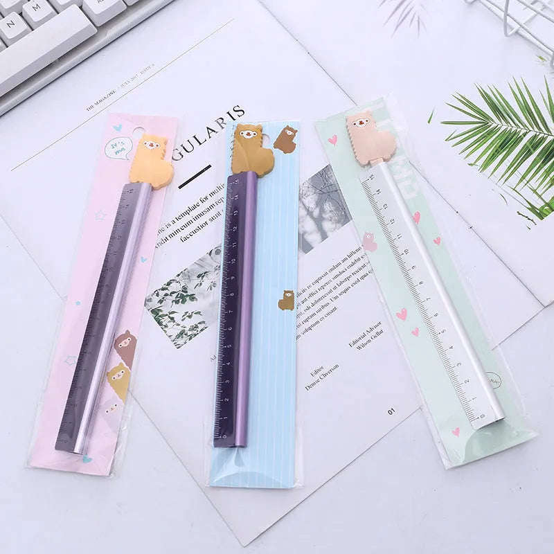 15 cm aluminium ruler straight edge measuring tool on a desk