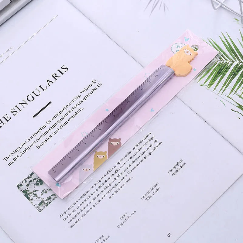 15 cm aluminium ruler straight edge measuring tool on a desk