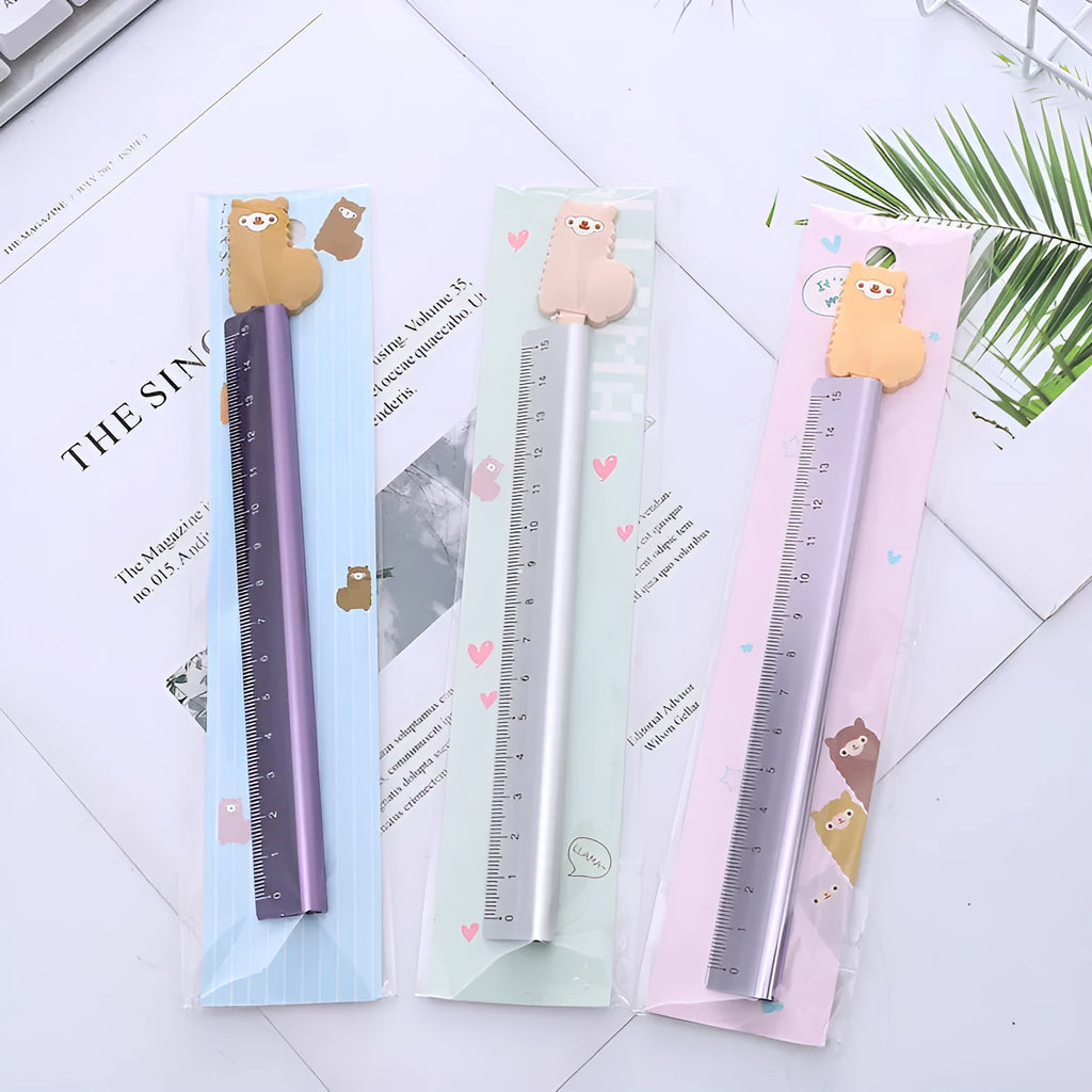 15 cm aluminium ruler straight edge measuring tool on a desk
