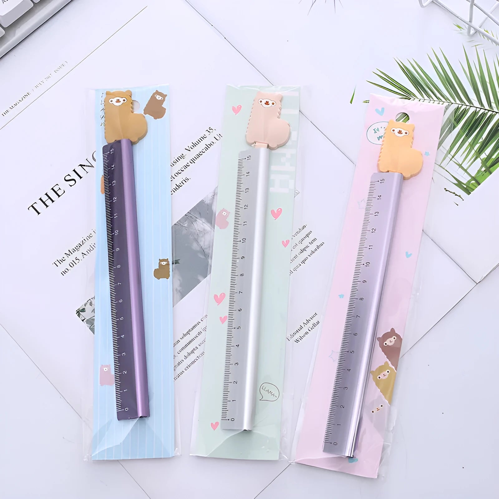 15 cm aluminium ruler straight edge measuring tool on a desk