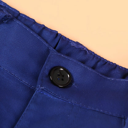 Boys blue cotton blend vest suit set with turtleneck and tie, sizes 2T-7T